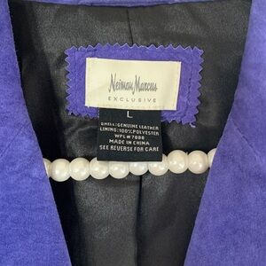 Neiman Marcus Suede Indigo Blazer w Front Snap beautiful lining Size L